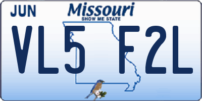MO license plate VL5F2L