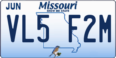 MO license plate VL5F2M