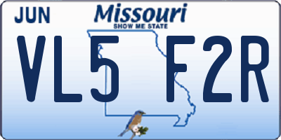 MO license plate VL5F2R