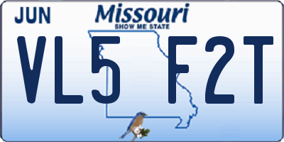 MO license plate VL5F2T