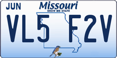 MO license plate VL5F2V