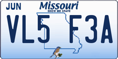 MO license plate VL5F3A