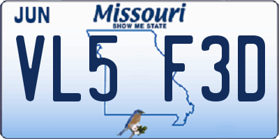 MO license plate VL5F3D
