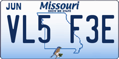 MO license plate VL5F3E