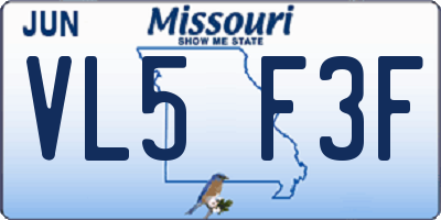 MO license plate VL5F3F