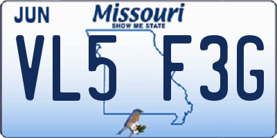 MO license plate VL5F3G