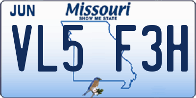 MO license plate VL5F3H