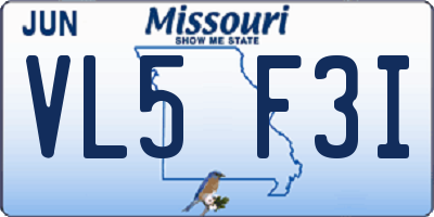 MO license plate VL5F3I