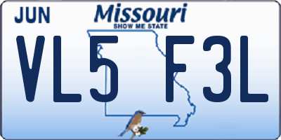 MO license plate VL5F3L