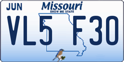MO license plate VL5F3O