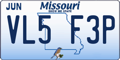 MO license plate VL5F3P