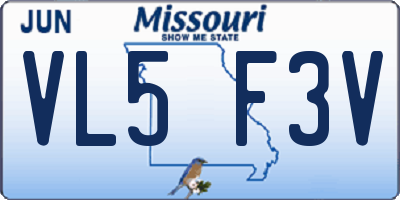 MO license plate VL5F3V
