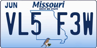 MO license plate VL5F3W