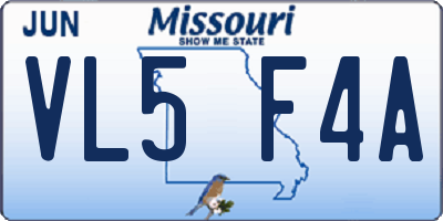 MO license plate VL5F4A