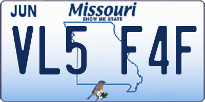 MO license plate VL5F4F
