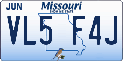 MO license plate VL5F4J