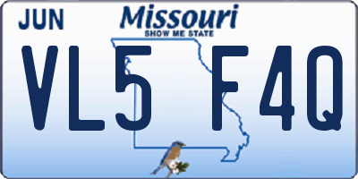 MO license plate VL5F4Q