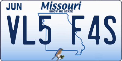MO license plate VL5F4S
