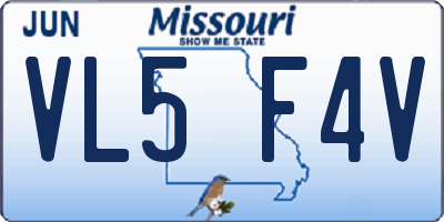 MO license plate VL5F4V