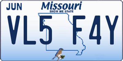 MO license plate VL5F4Y