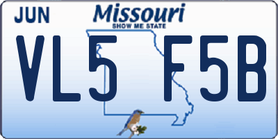 MO license plate VL5F5B