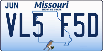 MO license plate VL5F5D