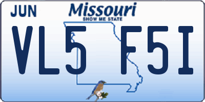MO license plate VL5F5I