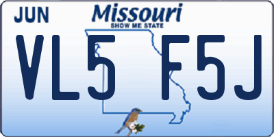 MO license plate VL5F5J