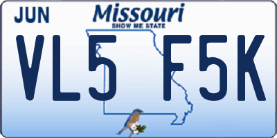 MO license plate VL5F5K