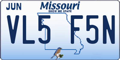 MO license plate VL5F5N