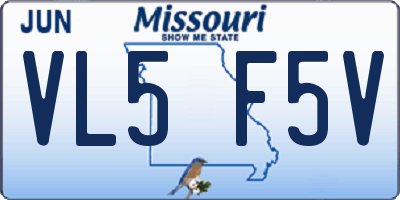 MO license plate VL5F5V