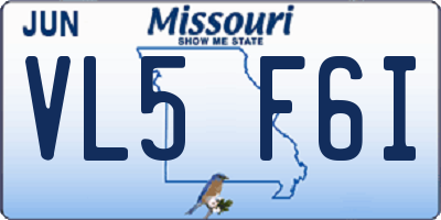 MO license plate VL5F6I