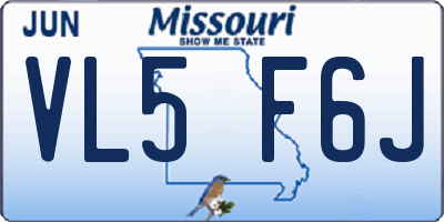 MO license plate VL5F6J