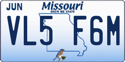 MO license plate VL5F6M