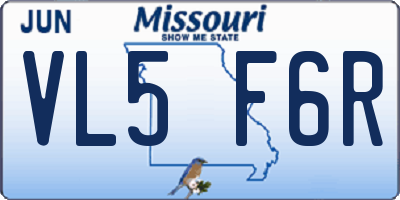 MO license plate VL5F6R