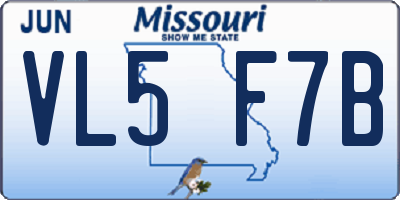 MO license plate VL5F7B