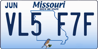 MO license plate VL5F7F