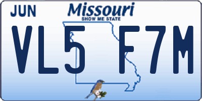 MO license plate VL5F7M