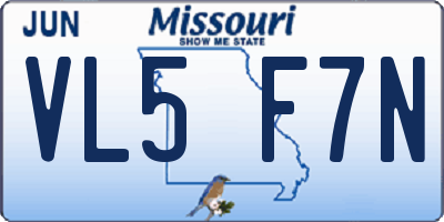 MO license plate VL5F7N