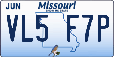 MO license plate VL5F7P