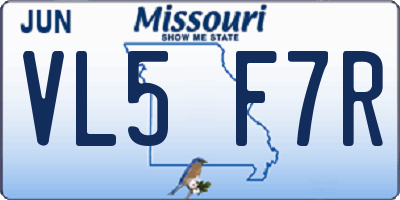 MO license plate VL5F7R