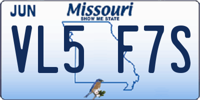 MO license plate VL5F7S