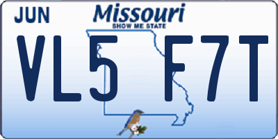 MO license plate VL5F7T