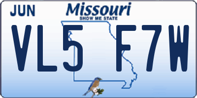 MO license plate VL5F7W