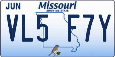 MO license plate VL5F7Y