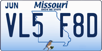 MO license plate VL5F8D