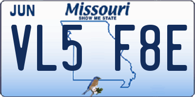 MO license plate VL5F8E
