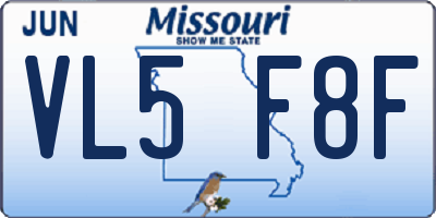 MO license plate VL5F8F