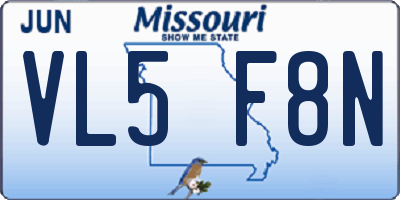 MO license plate VL5F8N