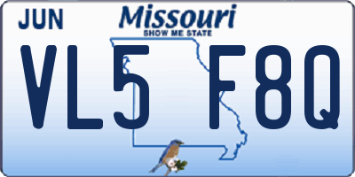 MO license plate VL5F8Q